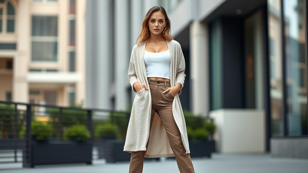 stylish long cardigan layering